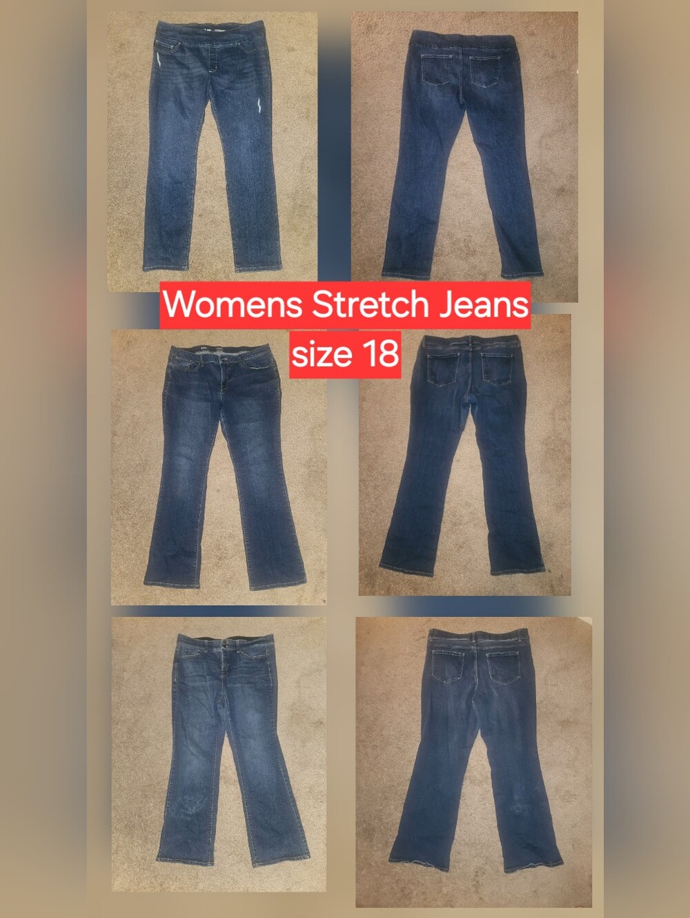 Womens SIZE 18 Skinny Slim Blue Jeans Bundle Set *LOT OF 3 PAIRS*
